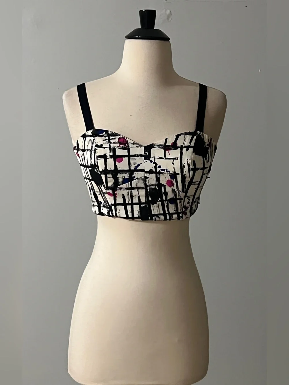Milly Splatter Print Cropped Bustier Top | Size 0